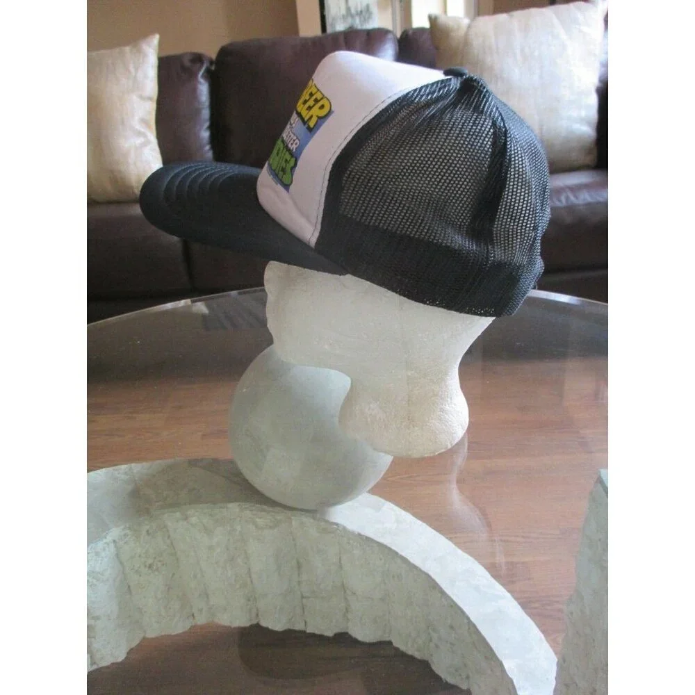 Vintage 80s Beer Builds Better Bodies Snapback Hat Funny Mesh Trucker Adjustable - Picture 2 of 7